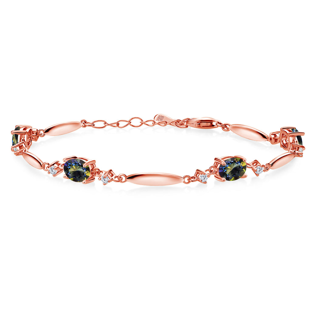 Blue Mystic Topaz_Bracelet in 925 Rose Gold Plated Silver