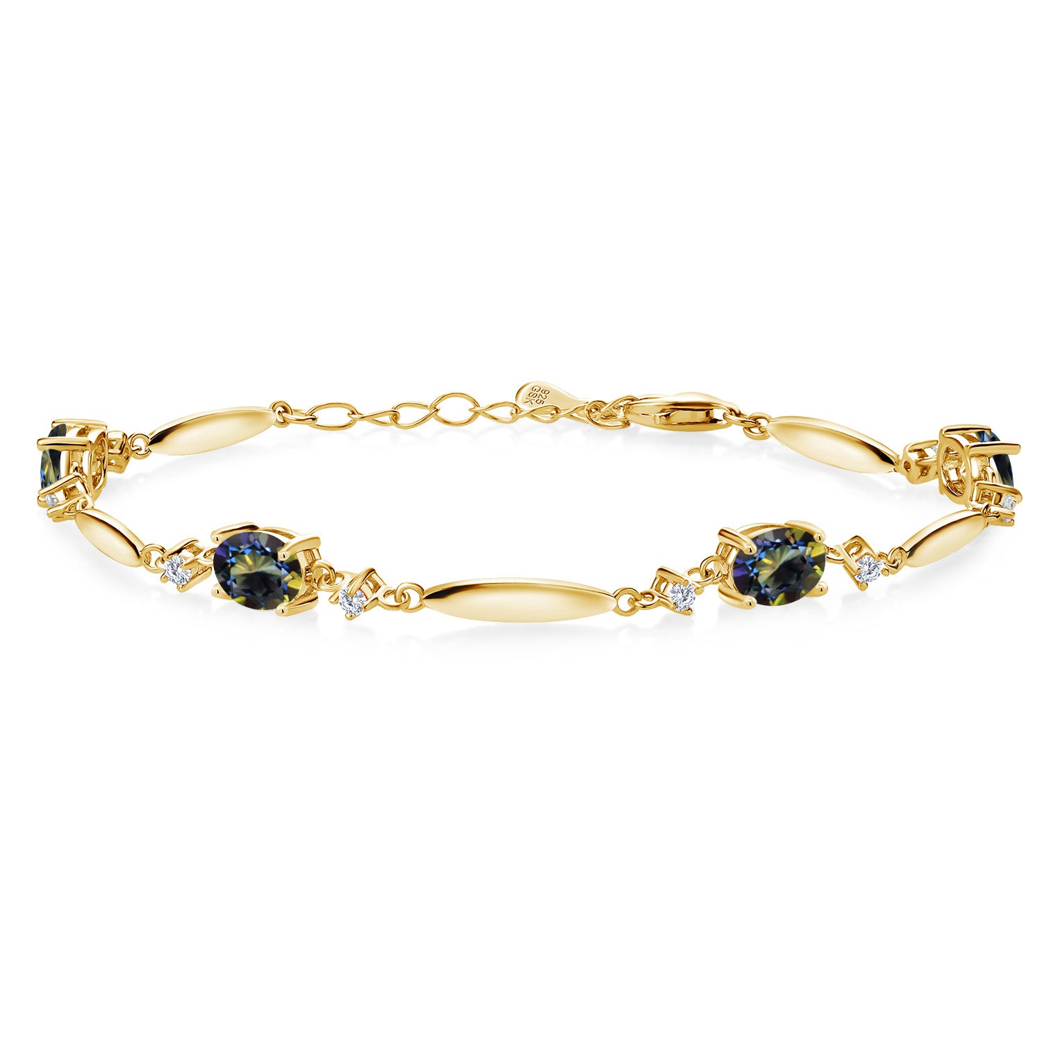 Blue Mystic Topaz_Bracelet in 925 Yellow Gold Plated Silver