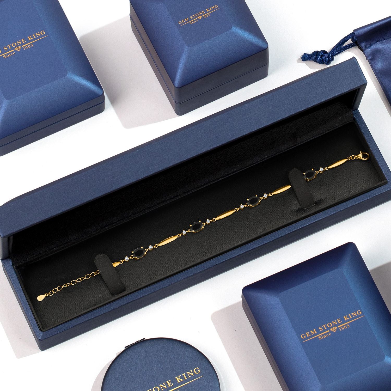 Onyx - December_Bracelet in 925 Yellow Gold Plated Silver