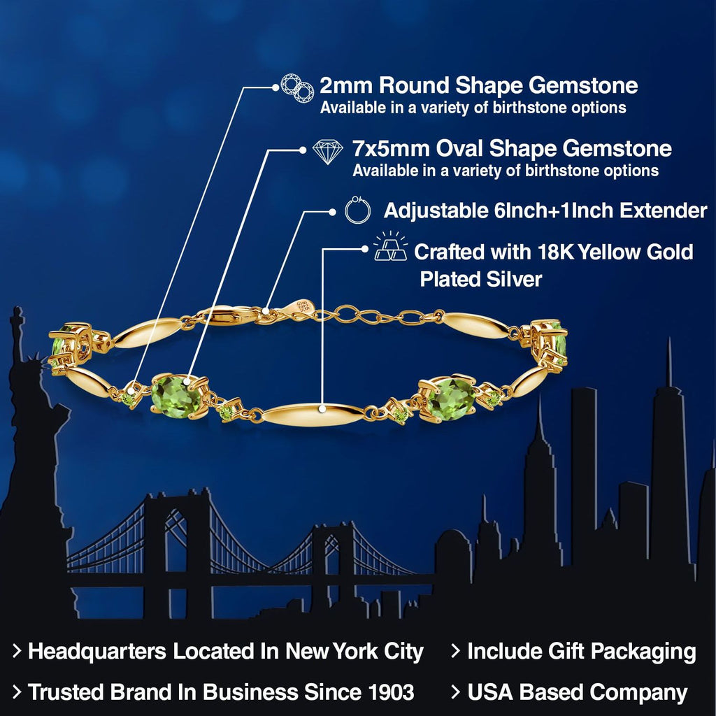 Peridot - August_Bracelet in 925 Yellow Gold Plated Silver
