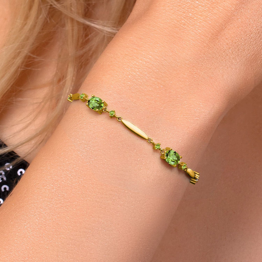 Peridot - August_Bracelet in 925 Yellow Gold Plated Silver