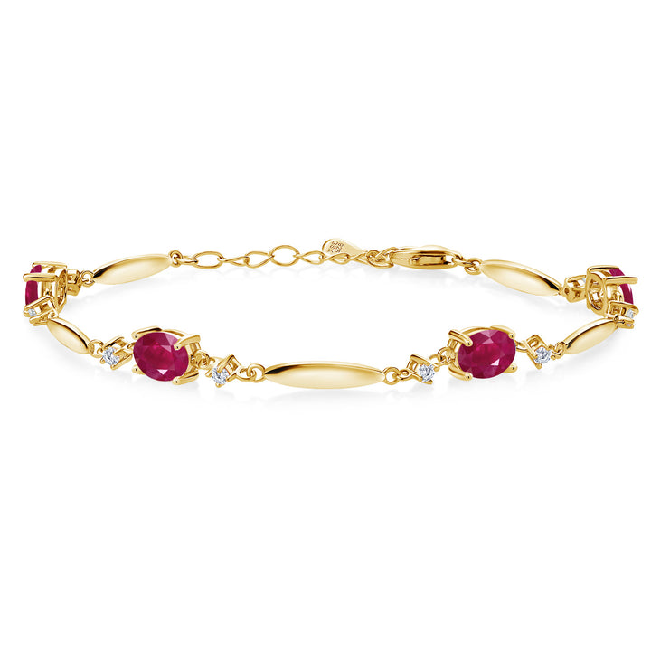 Ruby - July_Bracelet in 925 Yellow Gold Plated Silver