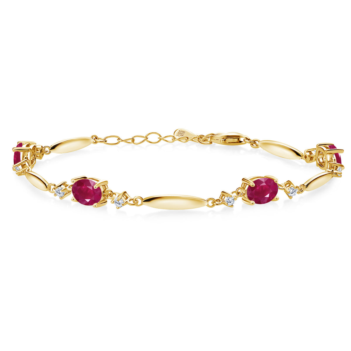 Ruby - July_Bracelet in 925 Yellow Gold Plated Silver
