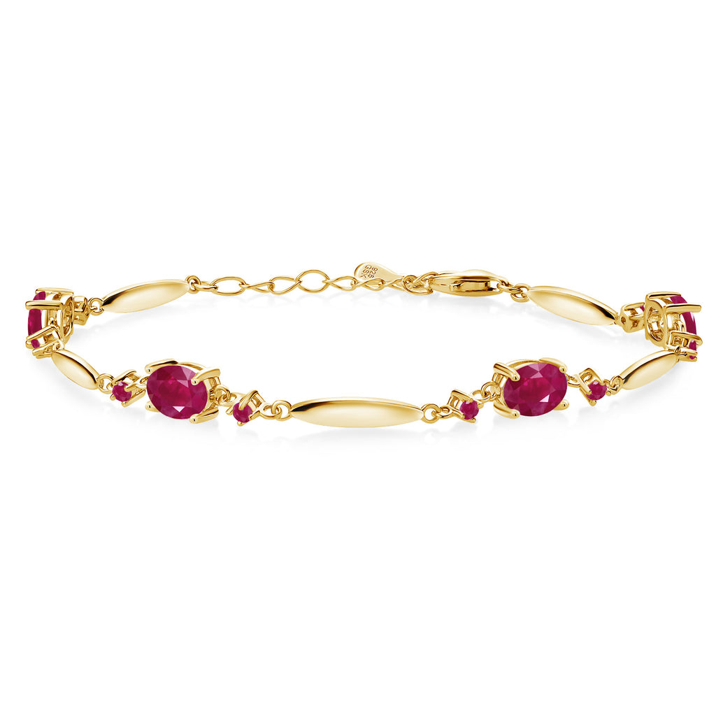 Ruby - July_Bracelet in 925 Yellow Gold Plated Silver