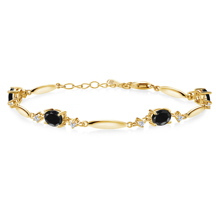 Black Sapphire - September_Bracelet in 925 Yellow Gold Plated Silver