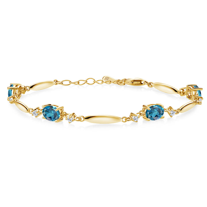 London Blue Topaz - November_Bracelet in 925 Yellow Gold Plated Silver