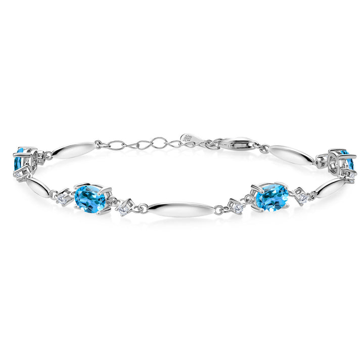 Swiss Blue Topaz - November_Bracelet in 925 Sterling Silver