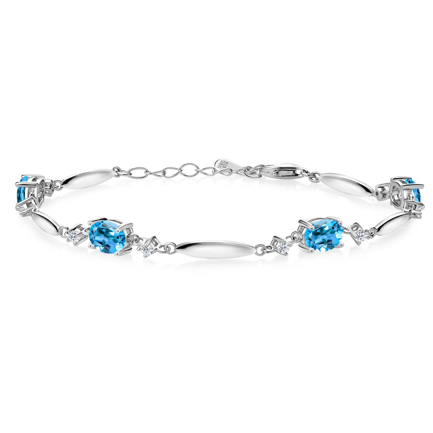 Swiss Blue Topaz - November_Bracelet in 925 Sterling Silver