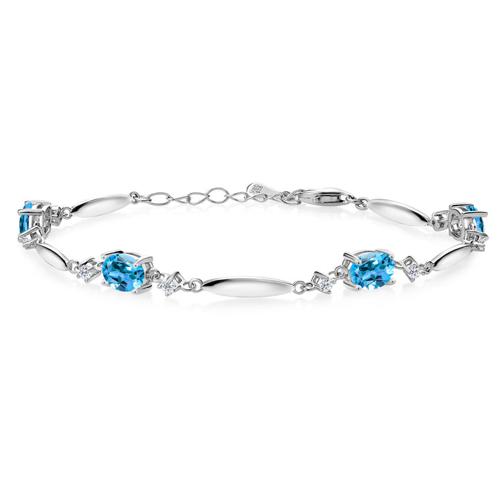 Swiss Blue Topaz - November_Bracelet in 925 Sterling Silver