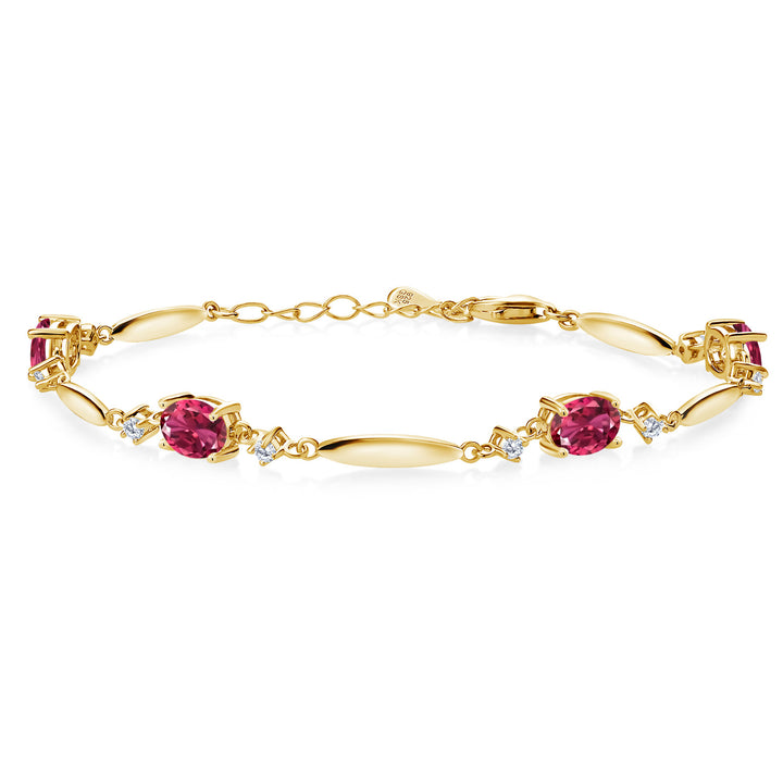 Pink Tourmaline - October_Bracelet in 925 Yellow Gold Plated Silver