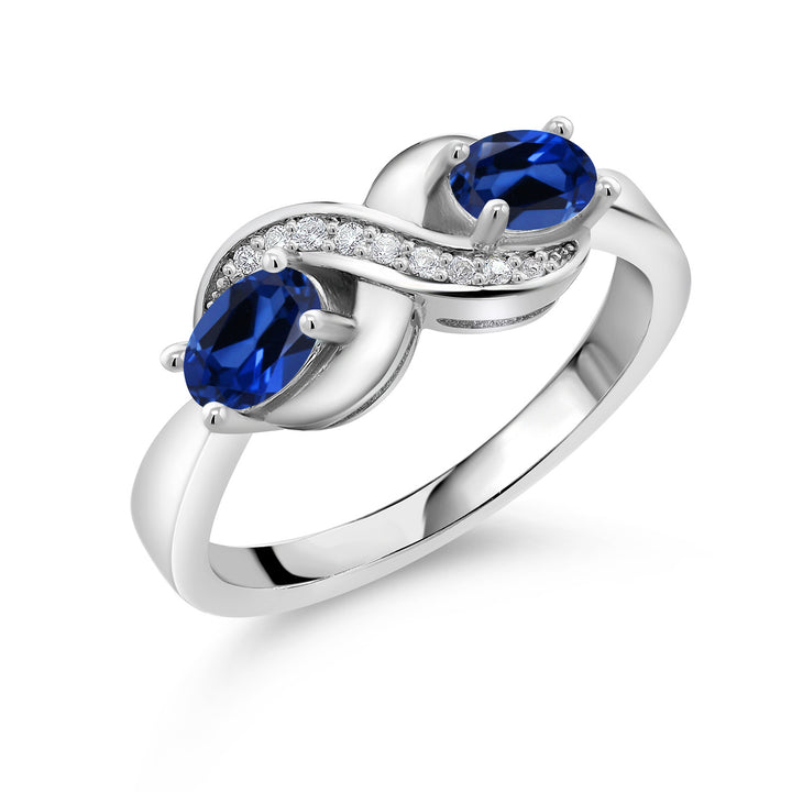 Blue Created Sapphire - September_5_Ring in 925 Sterling Silver