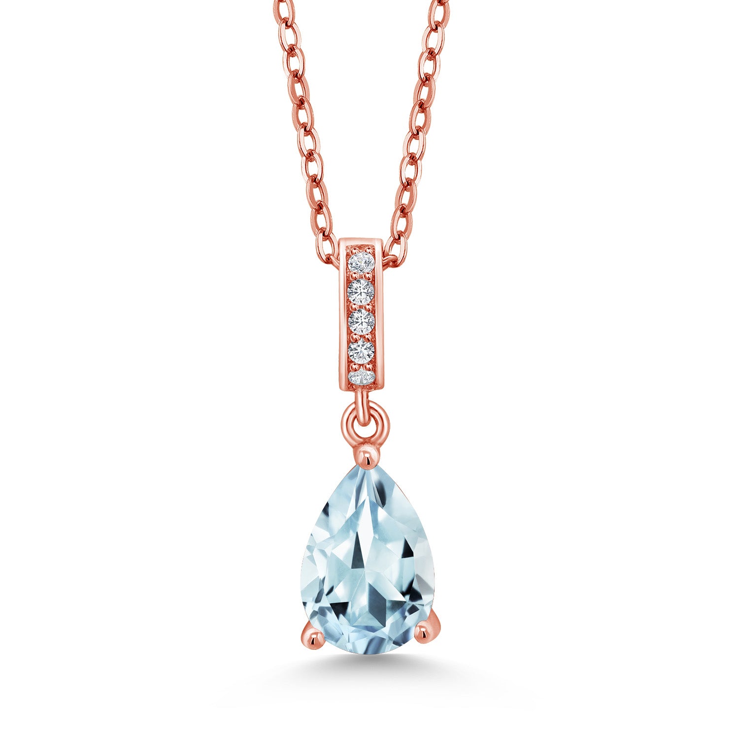 Aquamarine - March_Rose Gold Plated Silver