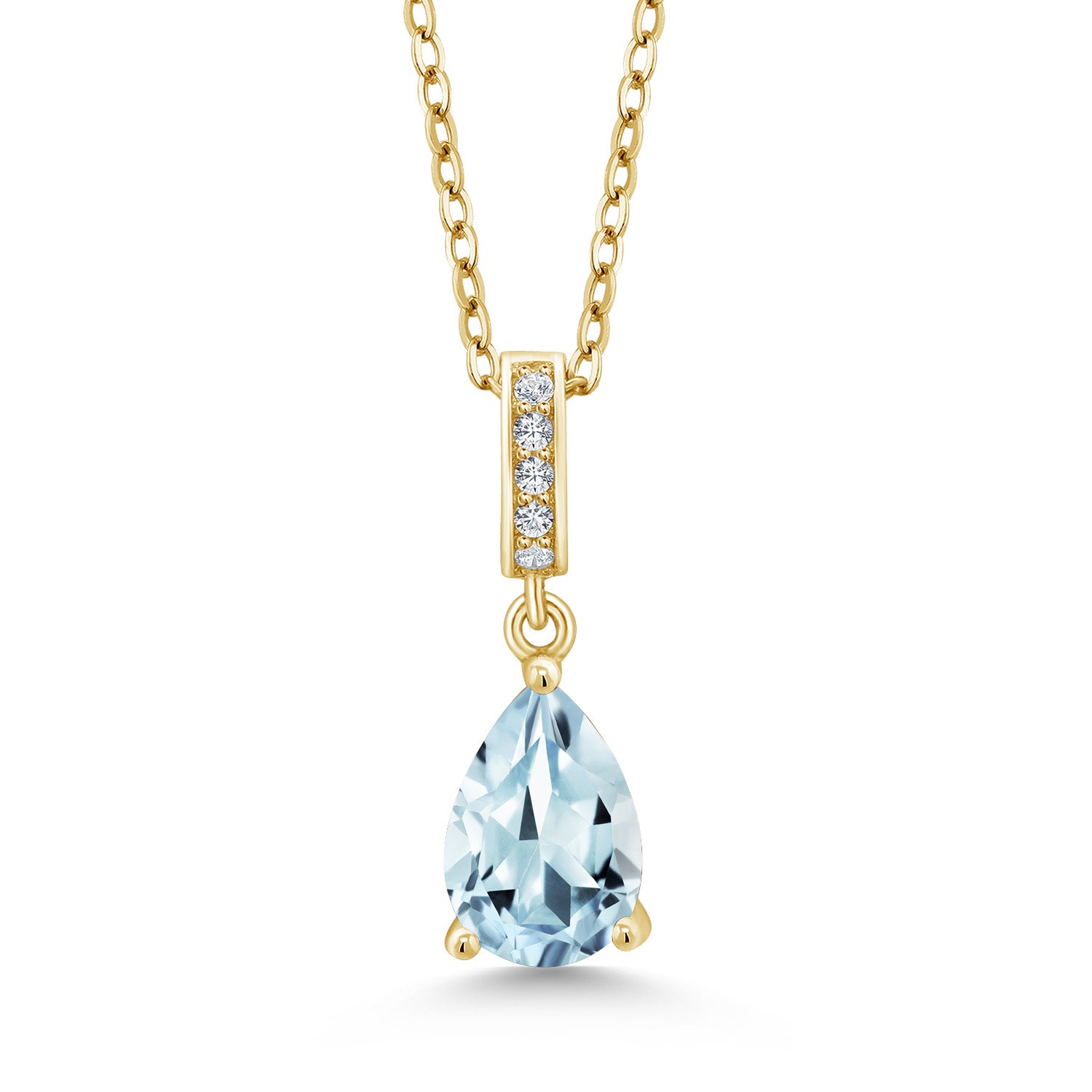 Aquamarine - March_Yellow Gold Plated Silver