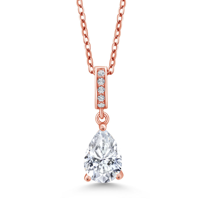 White Moissanite - April_Rose Gold Plated Silver