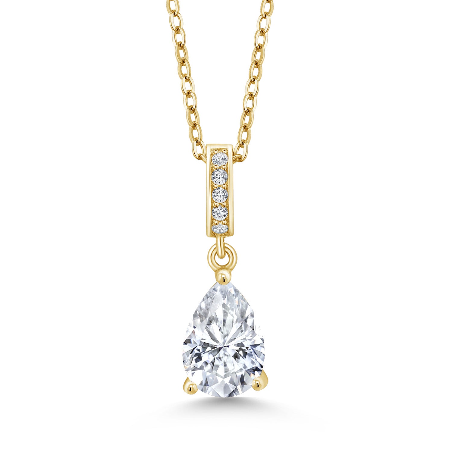 White Moissanite - April_Yellow Gold Plated Silver