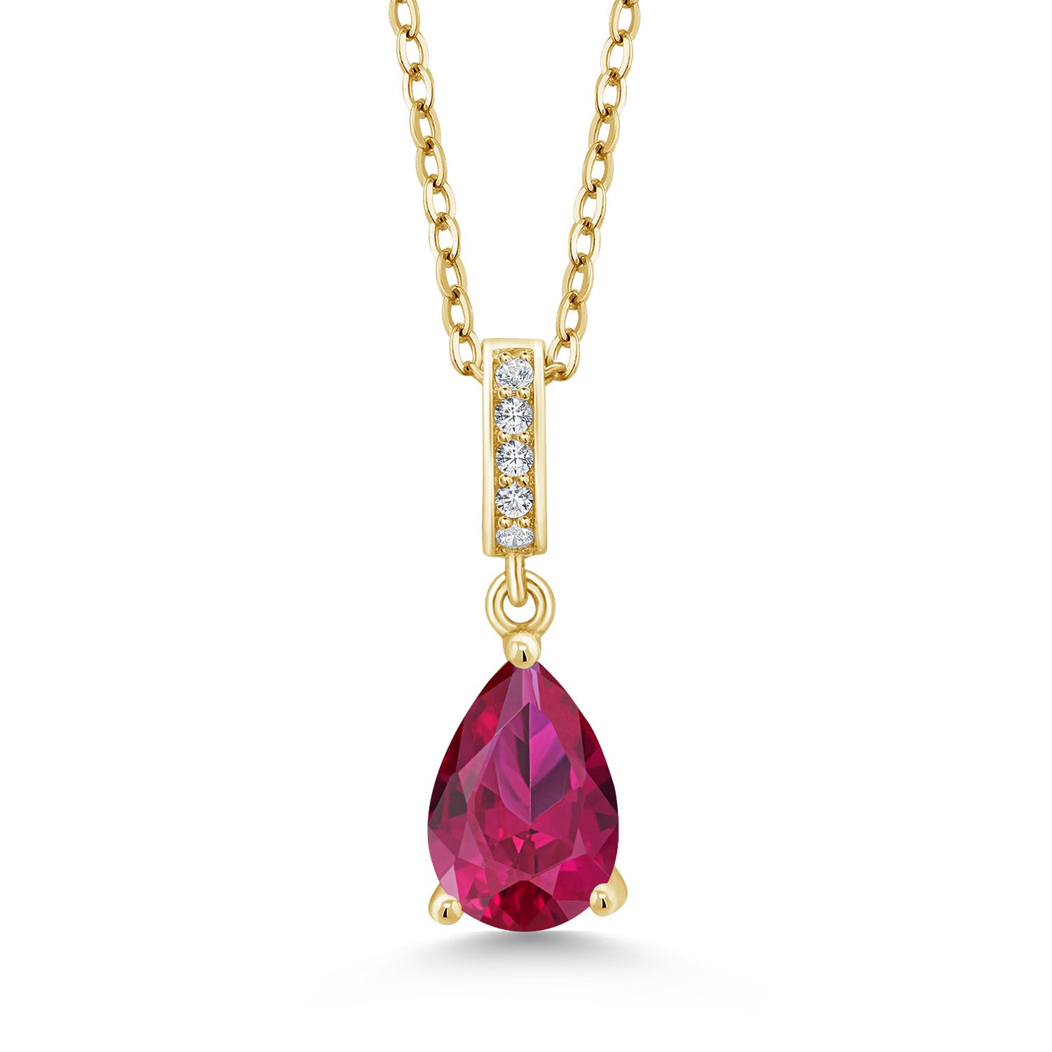 Created Ruby - July_Yellow Gold Plated Silver