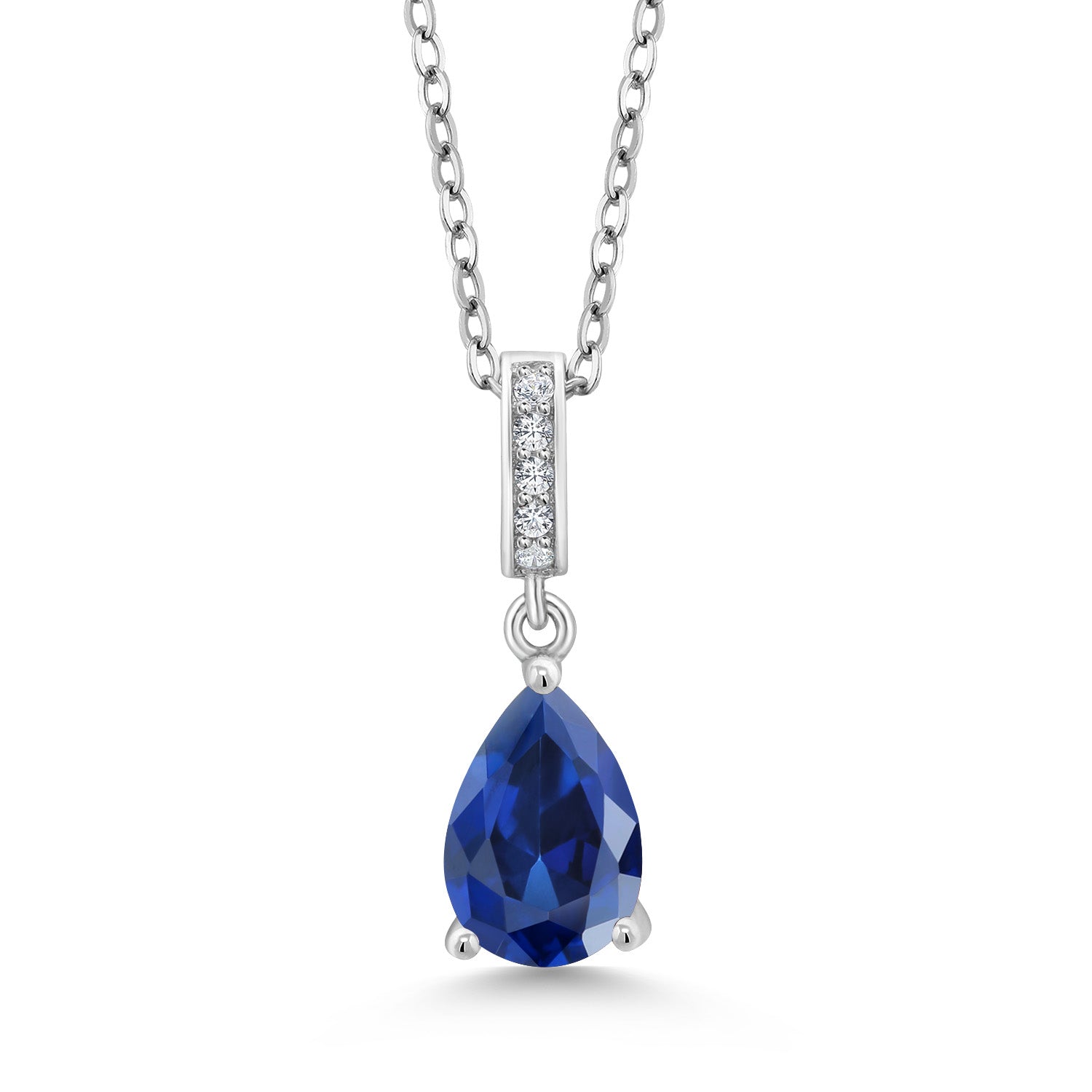 Blue Created Sapphire - September_Sterling Silver