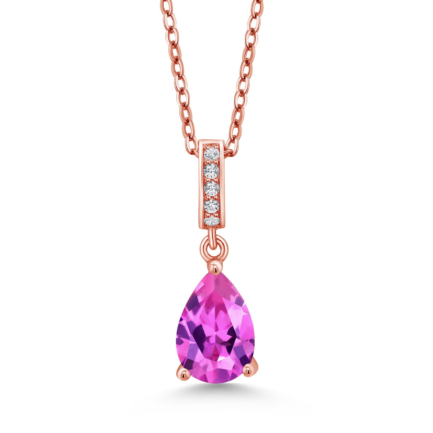 Pink Created Sapphire - September_Rose Gold Plated Silver