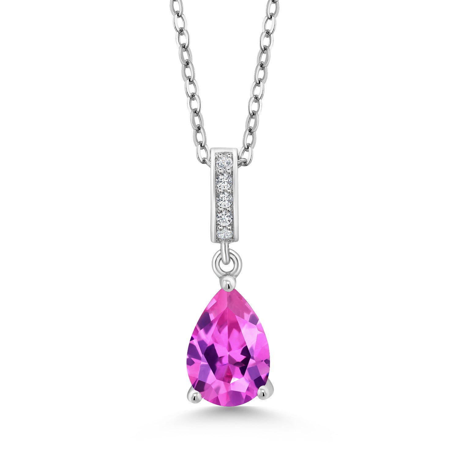 Pink Created Sapphire - September_Sterling Silver