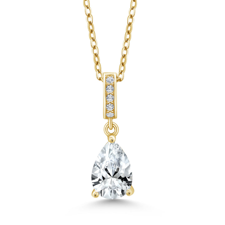 White Created Sapphire - September_Yellow Gold Plated Silver