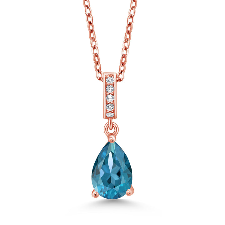 London Blue Topaz - November_Rose Gold Plated Silver