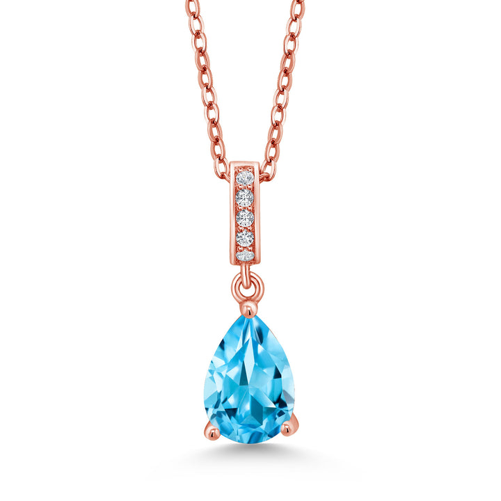 Swiss Blue Topaz - November_Rose Gold Plated Silver