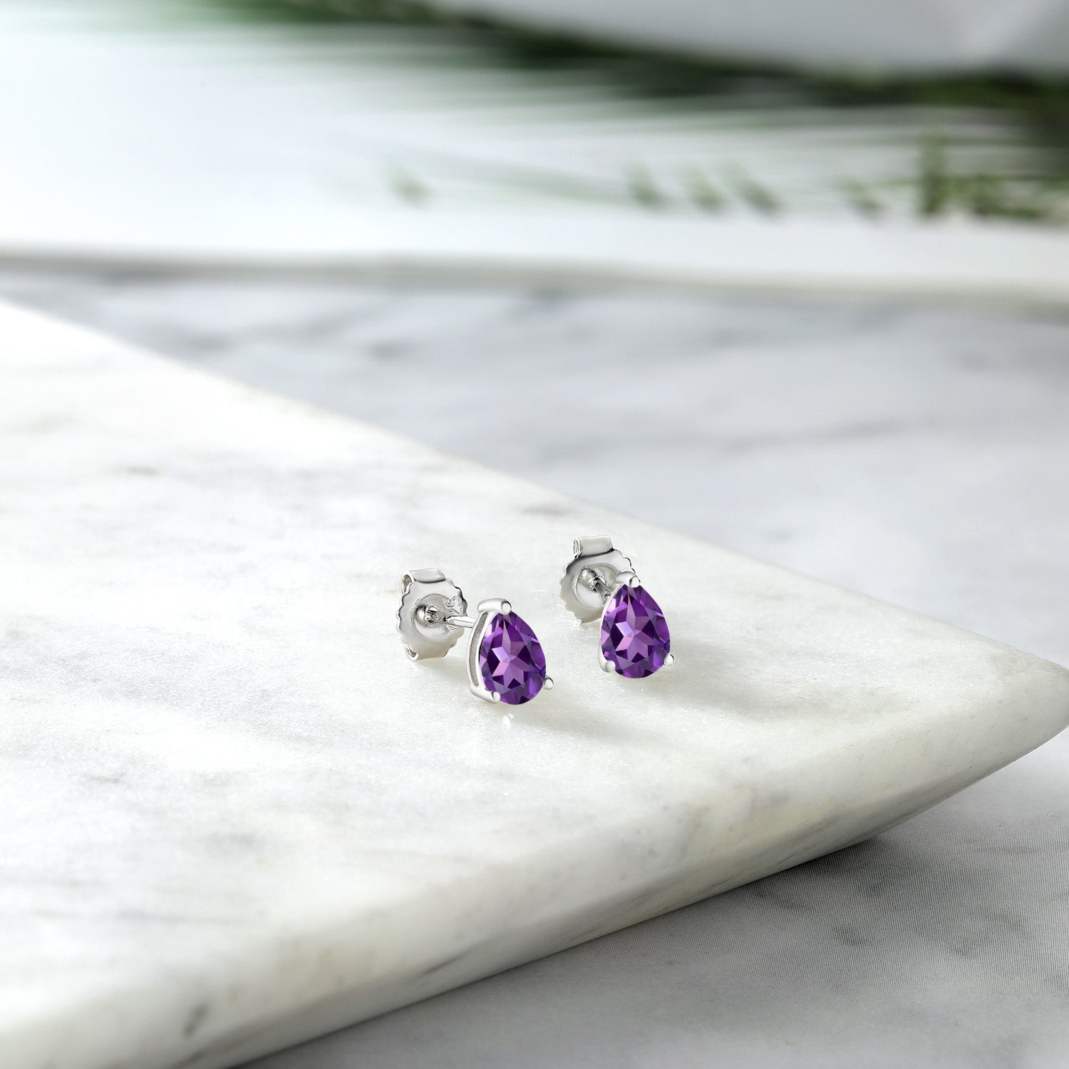 925 Sterling Silver Gemstone Birthstone Pear Shape Teardrop Earrings | 7X5MM Pear Shape Stud Earrings For Women