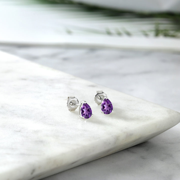 925 Sterling Silver Gemstone Birthstone Pear Shape Teardrop Earrings | 7X5MM Pear Shape Stud Earrings For Women