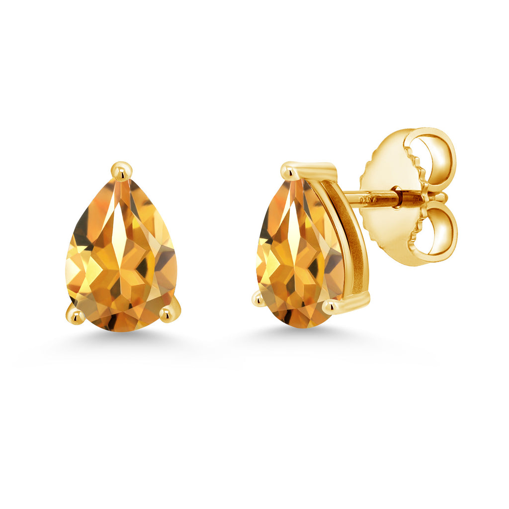 Citrine - November_Earrings in 925 Yellow Gold Plated Silver