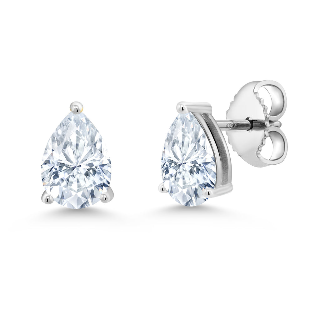 White Moissanite - April_Earrings in 925 Sterling Silver