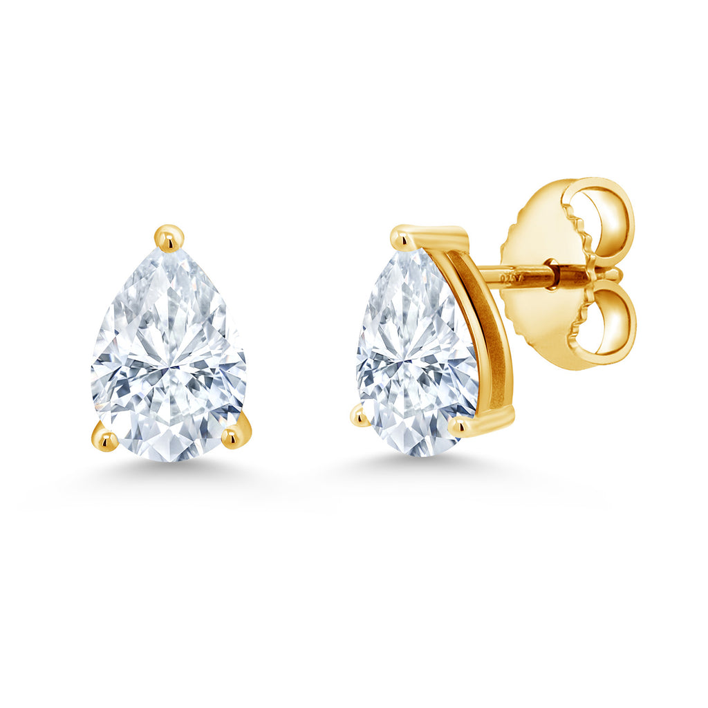 Moissanite - April_Earrings in 925 Yellow Gold Plated Silver