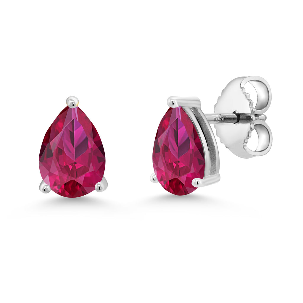 Created Ruby - July_Earrings in 925 Sterling Silver