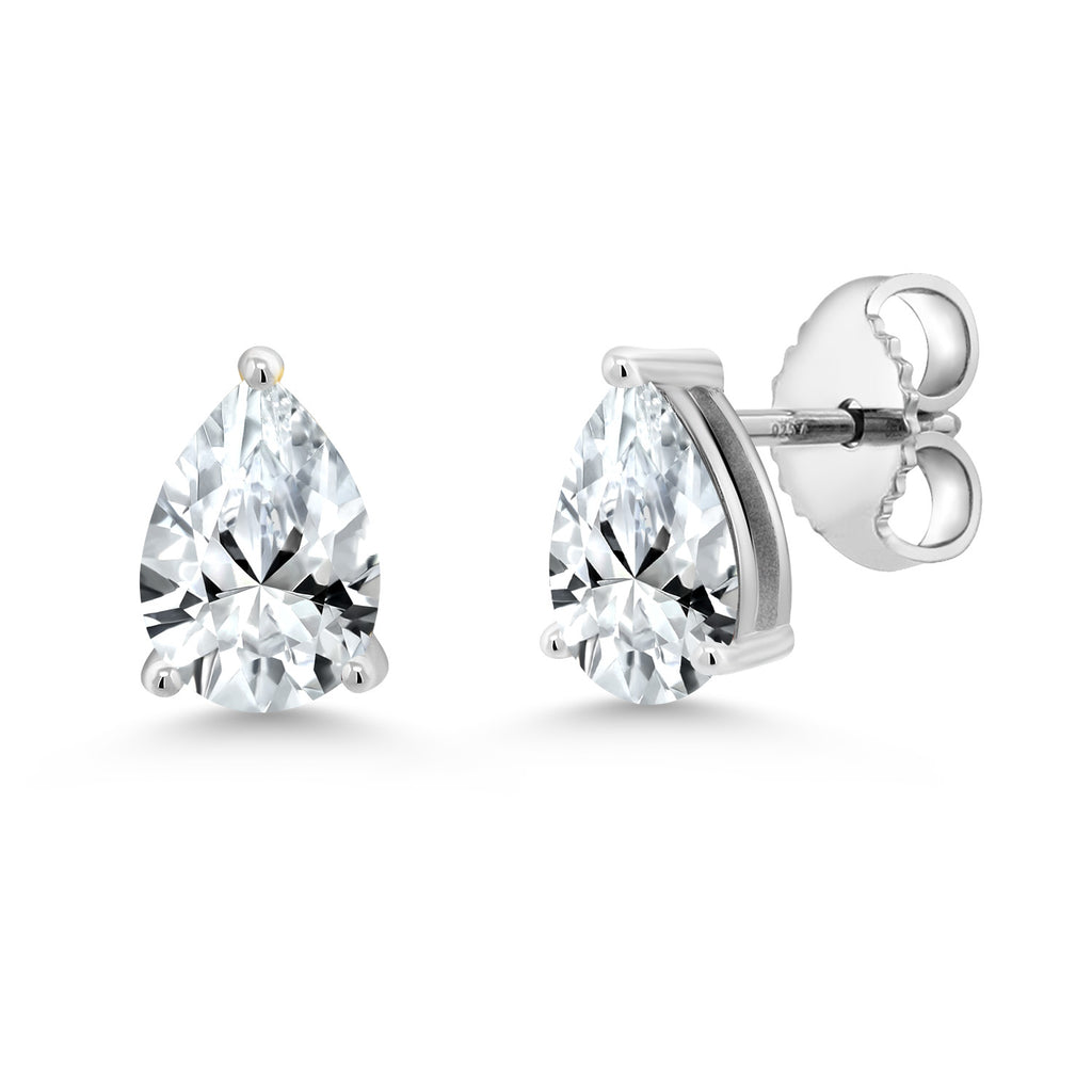 White Created Sapphire - September_Earrings in 925 Sterling Silver