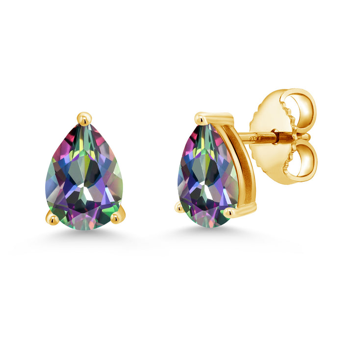 Green Mystic Topaz_Earrings in 925 Yellow Gold Plated Silver