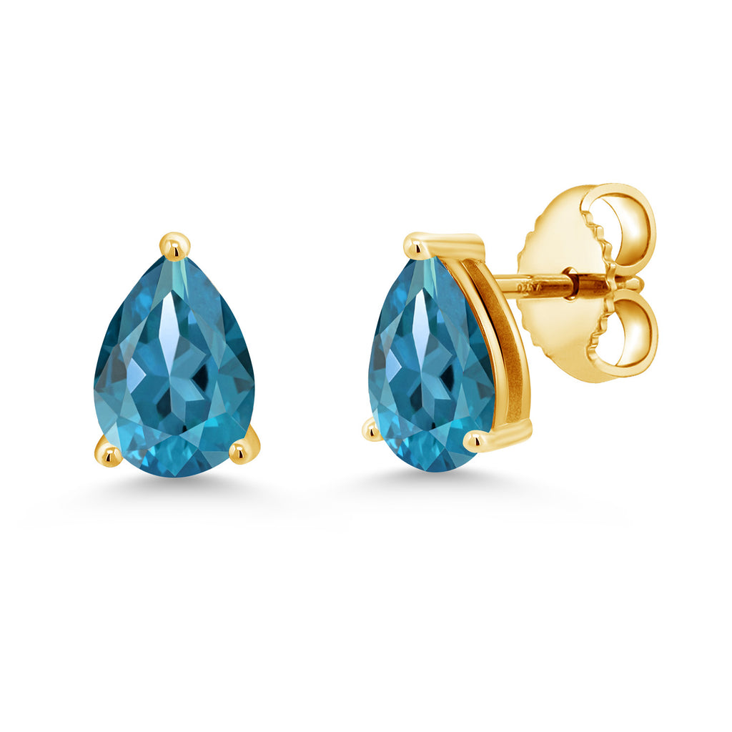 London Blue Topaz - November_Earrings in 925 Yellow Gold Plated Silver