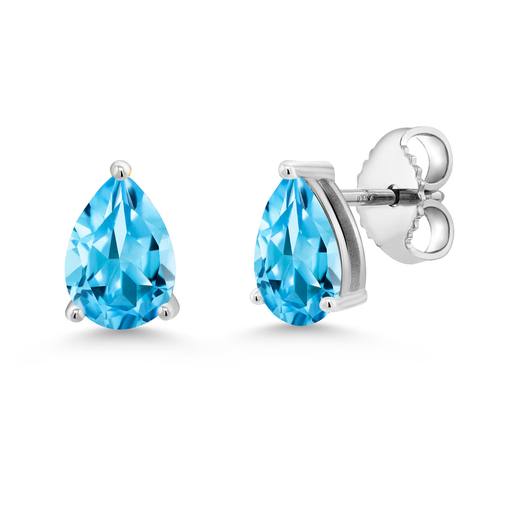 Swiss Blue Topaz - November_Earrings in 925 Sterling Silver