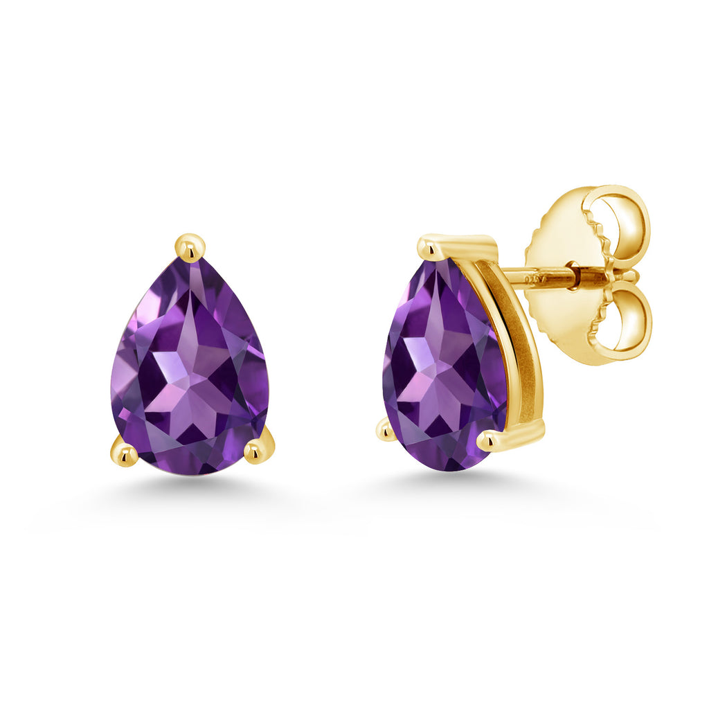 Amethyst - February_Earrings in 925 Yellow Gold Plated Silver