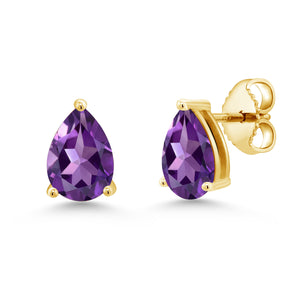 Amethyst - February_Earrings in 925 Yellow Gold Plated Silver