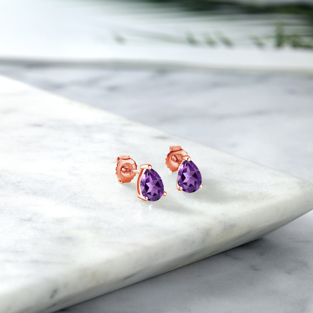 Amethyst - February_Earrings in 925 Yellow Gold Plated Silver