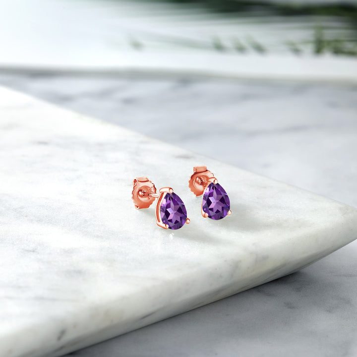 Amethyst - February_Earrings in 925 Yellow Gold Plated Silver
