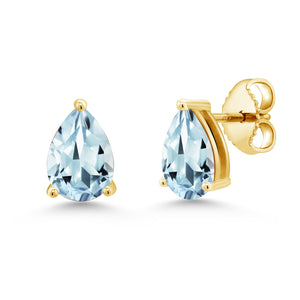 Aquamarine - March_Earrings in 925 Yellow Gold Plated Silver