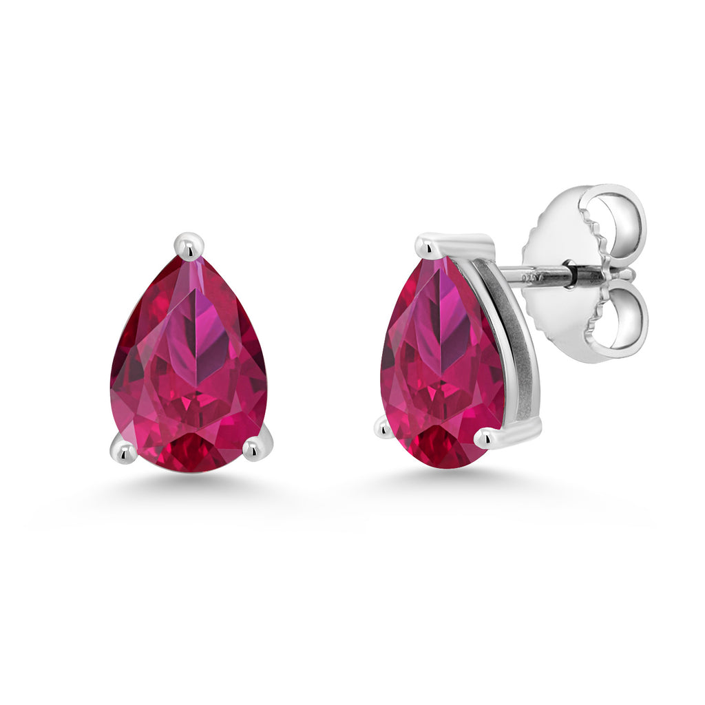 Created Ruby - July_Earrings in 925 Sterling Silver