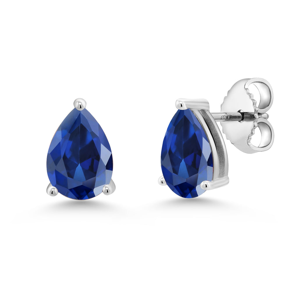 Blue Created Sapphire - September_Earrings in 925 Sterling Silver