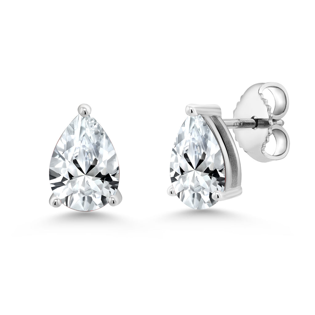 White Created Sapphire - September_Earrings in 925 Sterling Silver