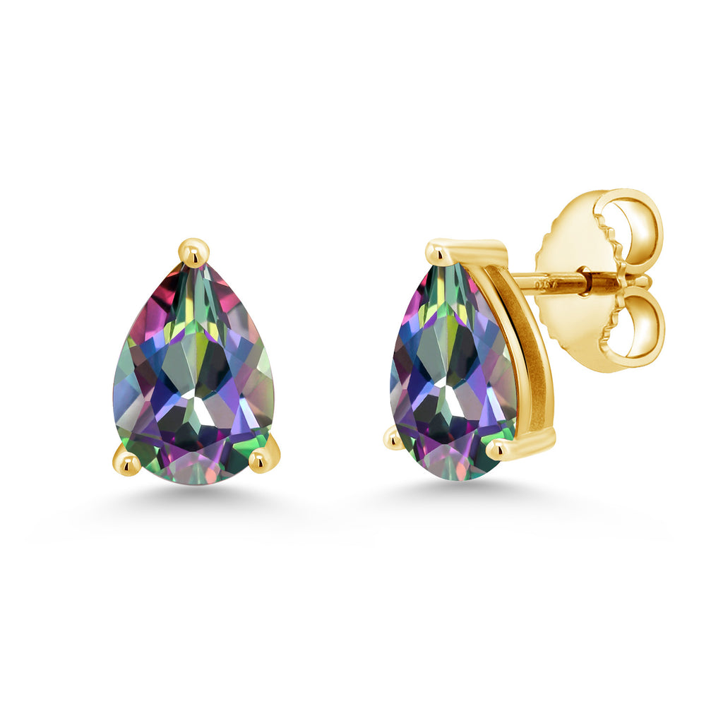 Green Mystic Topaz_Earrings in 925 Yellow Gold Plated Silver