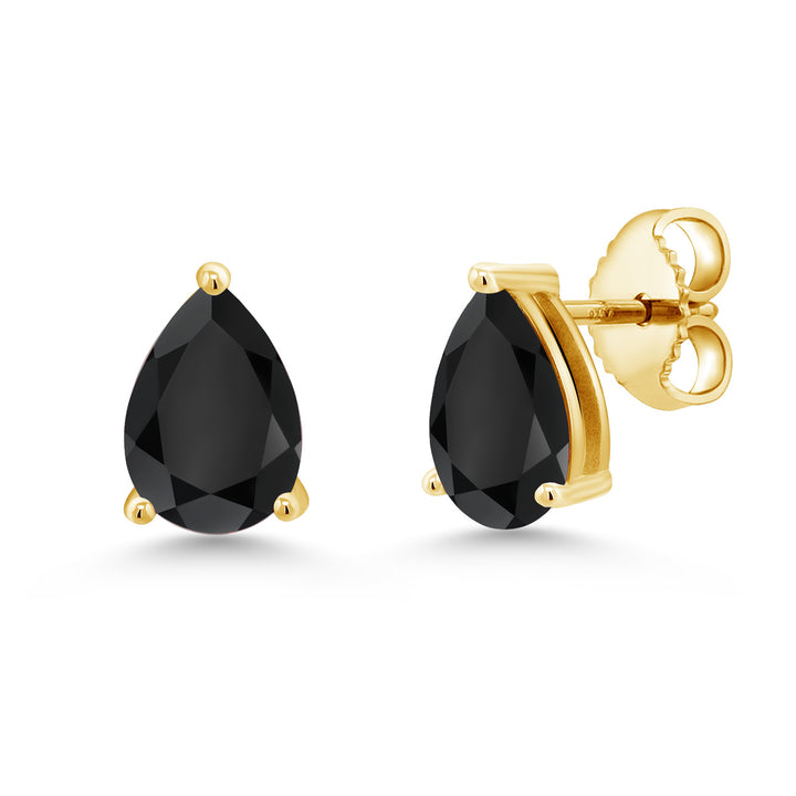 Onyx - December_Earrings in 925 Yellow Gold Plated Silver