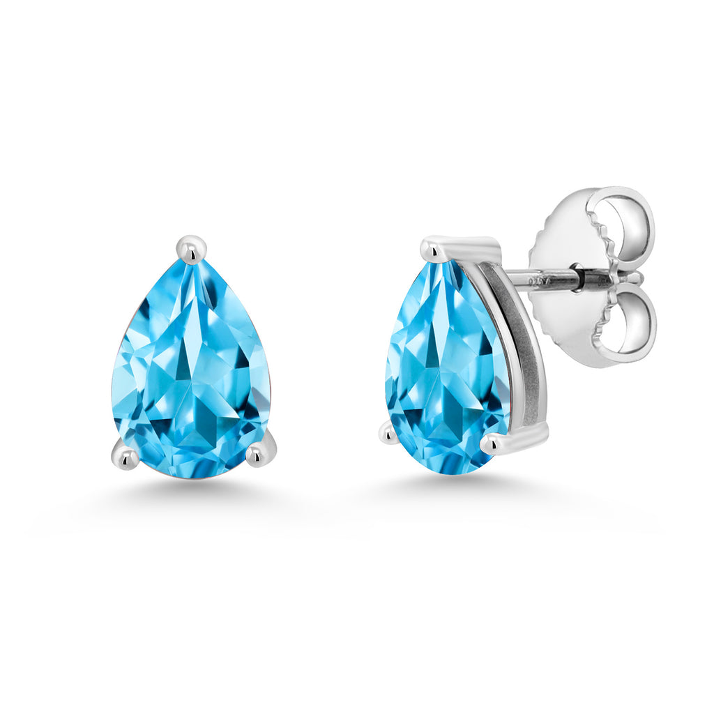 Swiss Blue Topaz - November_Earrings in 925 Sterling Silver