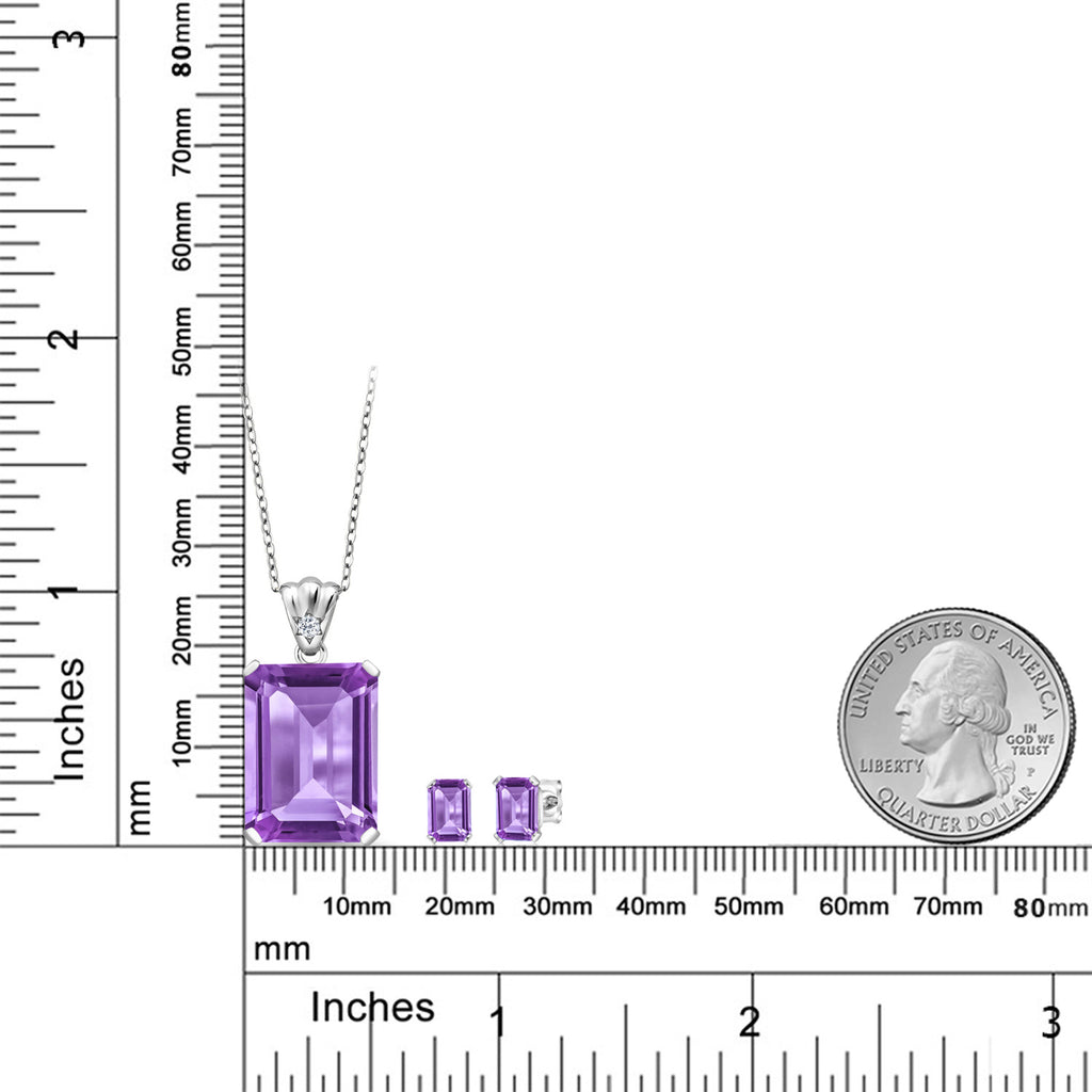 Pendant Earrings Set in 925 Sterling Silver
