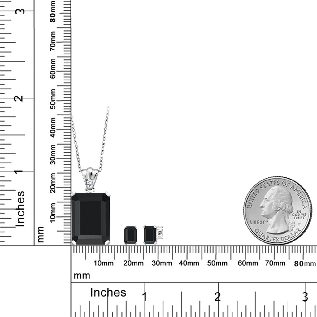 Pendant Earrings Set in 925 Sterling Silver