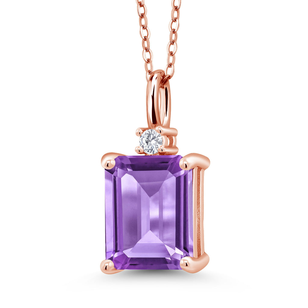 Amethyst - February_925 Rose Gold Plated Silver_Pendant in 925 Rose Gold Plated Silver